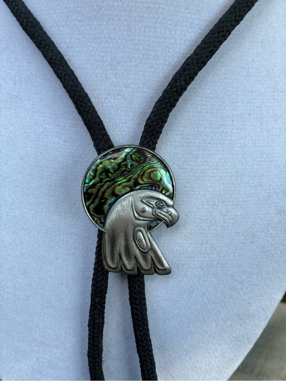 Vintage Duri Abalone Inlay Eagle Bolo Tie